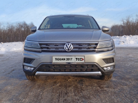 Volkswagen Tiguan 2017- Защита передняя нижняя (овальная короткая) 75х42 мм (Пакет "Offroad")	